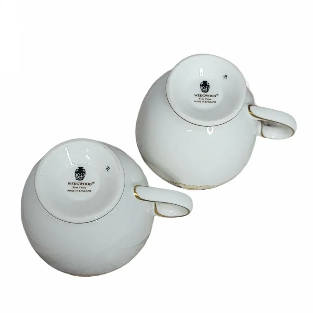 Wedgwood Cavendish Bone China Tea Cup and Saucer Set of 2 Navy Gold England‎